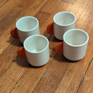 RARE Kate Spade Saturday Stoneware Set - Four White Mugs with Orange Accents